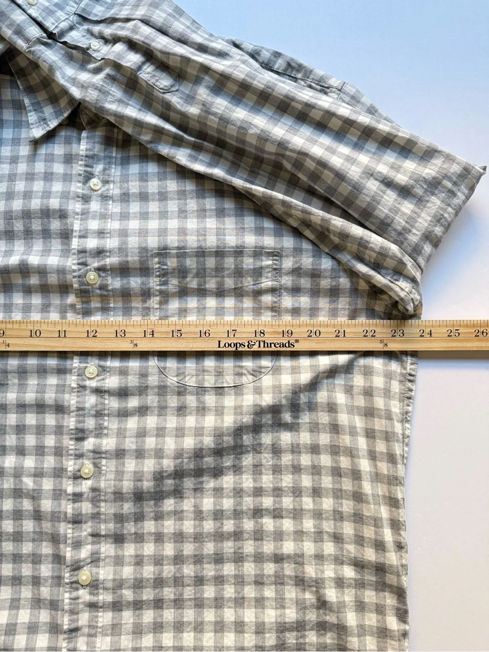 J. Crew Gray and White Gingham Button-Down Shirt, Size L